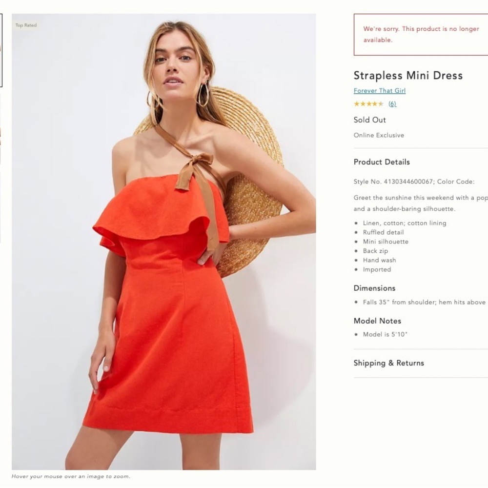 Strapless mini dress